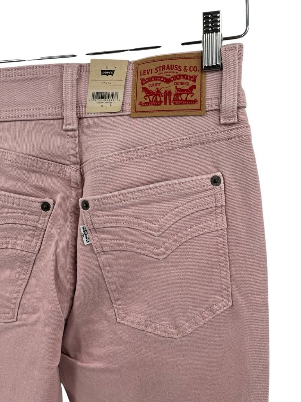 LEVI'S Women's Light Pink Denim 726 High Rise Flare Jeans NWT Size 27 - Picture 6 of 7